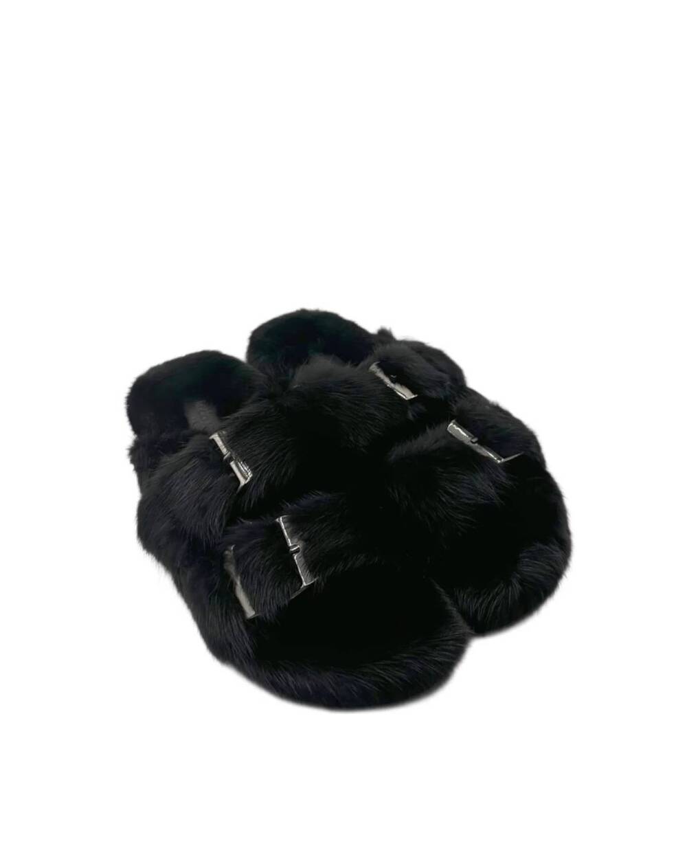 NEW LINDA RICHARDS women's mink slides in black